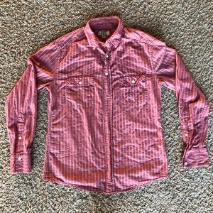 CPT Red button down dress shirt with pin stripes